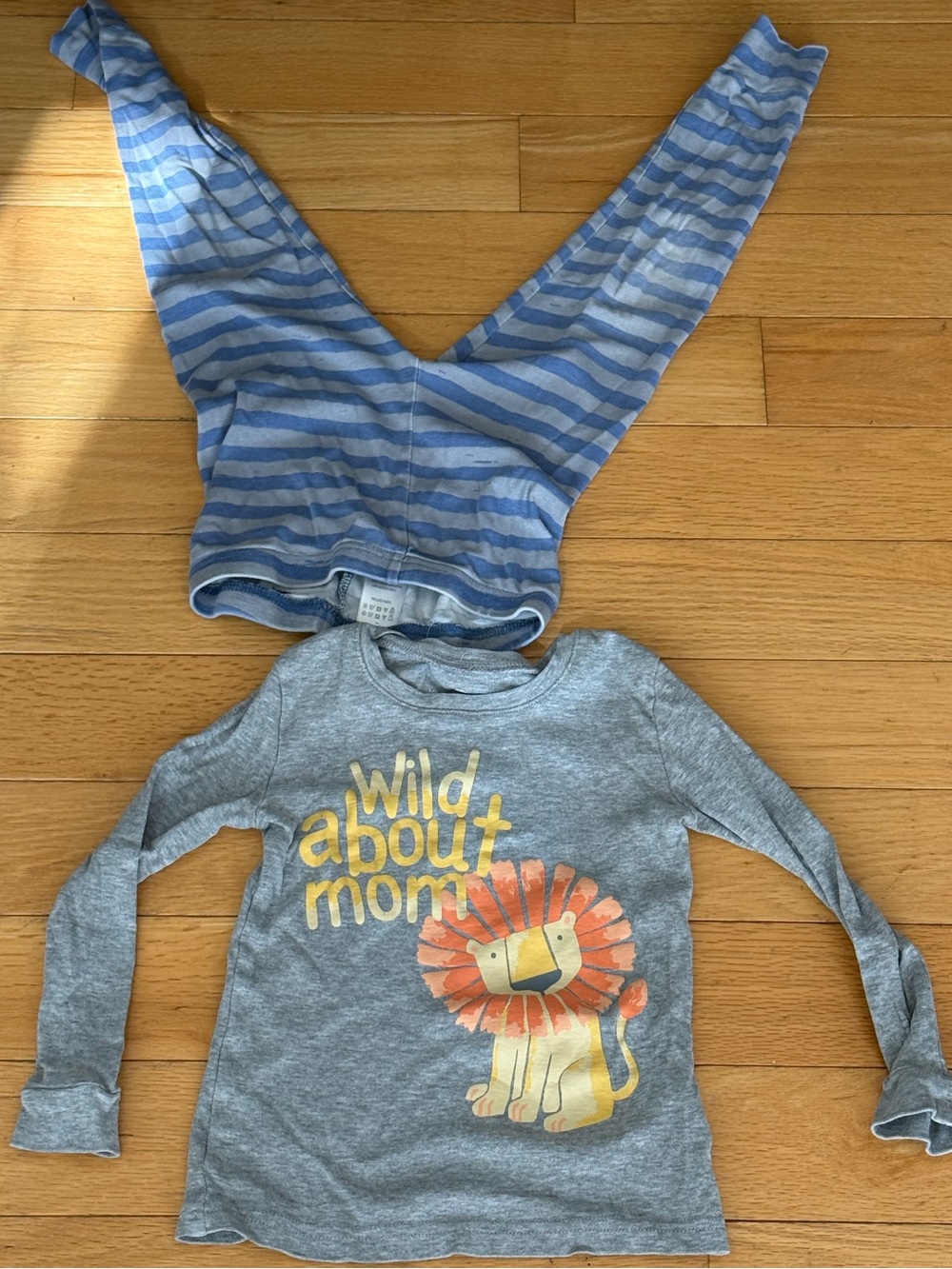 Tommy Bahama Gray and Blue Pajama Set with Lion Graphic and Striped Pant Size 4T